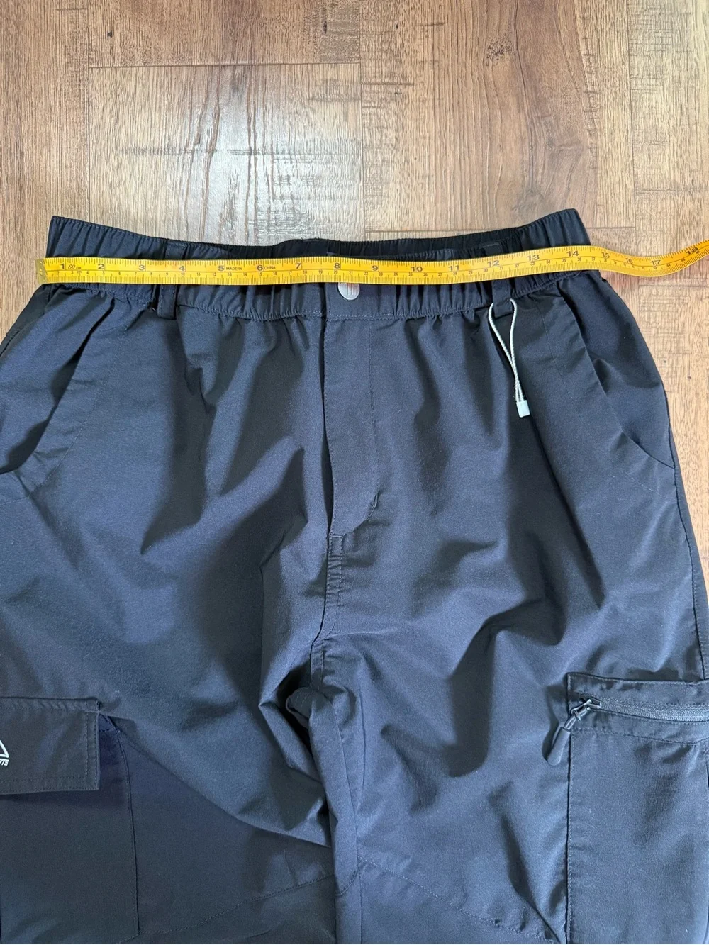 OUTDOORSPORTS Unisex Adult Black Cargo Pants L Regular Nylon Elastic Waist